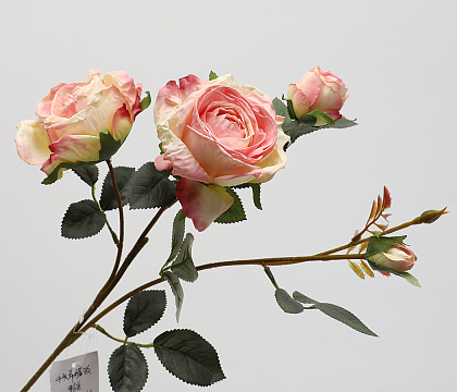 Цветок искусственный декоративный "Роза", 64 см., тканевый, розовый