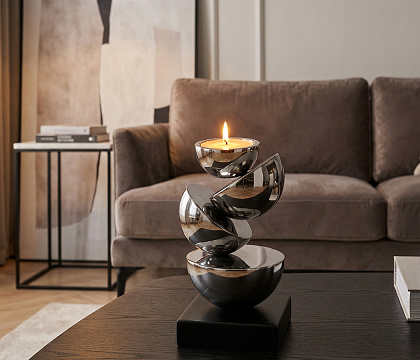 Подсвечник декоративный серия "Баланс", цвет серебро, 8*8*14,5 см