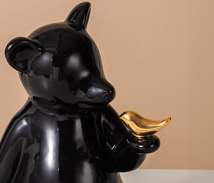 Статуэтка декоративная "Мишка", керамика, цвет черный, 20*16*23 см