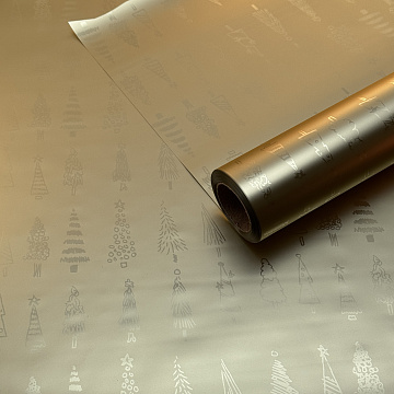 Упак. материал флористическая пленка, металлическая Новогодняя, 40 мкр, 58 см х 10 м, золото