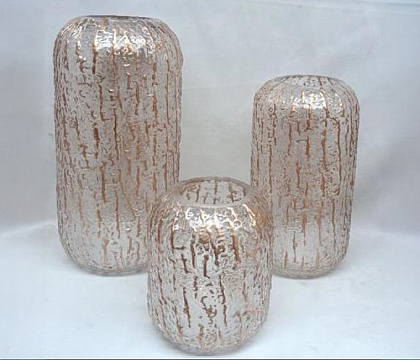 Ваза стеклянная D15 * H27, 1 шт., прозрачный+золото