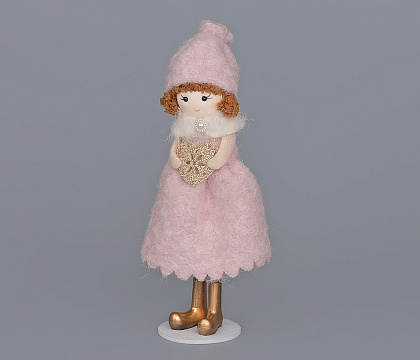 Новогоднее декоративное изделие "Фея", 19 см, пудровый