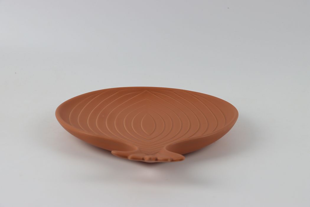 Керамический декоративный поднос, цвет терракотовый, 30*27*4 см
