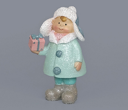 Декоративное новогоднее изделие Мальчик, 10.5 см., пастельно-мятный