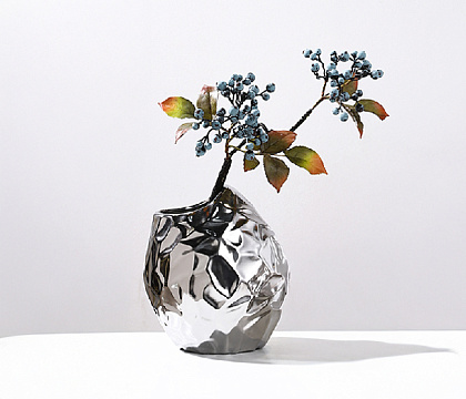 Ваза керамическая водонепроницаемая 23 * 15 * H24,  1 шт., серебро