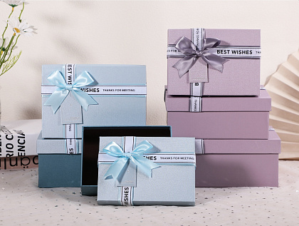 Набор коробок подарочных 22,5*16*9,5, 20*14*8, 17,5*12,5*6,5 см, 3 шт., голубой