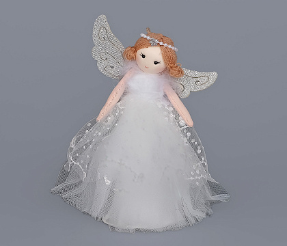 Новогоднее декоративное изделие "Фея", 17 см, белый с серебром