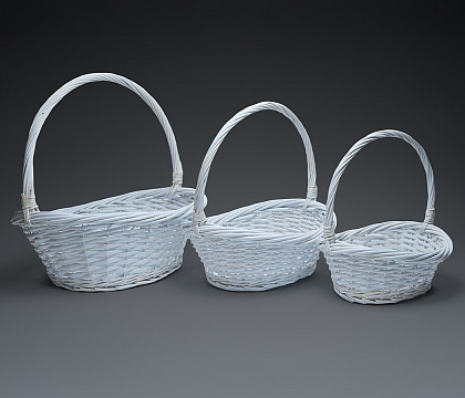 Н-р корзин плетеных (ива): 45*35*13H*42HH, 35*29*12H*37HH, 28*23*10H*32HH, 3 шт., белый