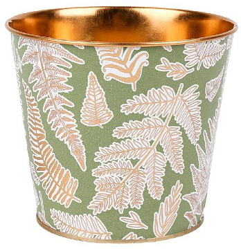 Декоративное кашпо "Шелест листвы" D13.3X11.5CM B:D9.5CM, металл, белый