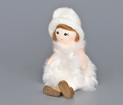 Новогоднее декоративное изделие "Фея", 15 см. шампань