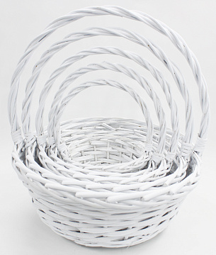 Набор плетеных корзин (ива), 44 H18 HH48 B33, 37 H15 HH42 B28, 32 H14 HH36 B23, 26 H12 HH31 B20, 20 H19 HH24 B16, 5 шт., белый