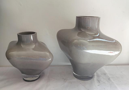 Ваза стеклянная D24 * H27, 1 шт., серый