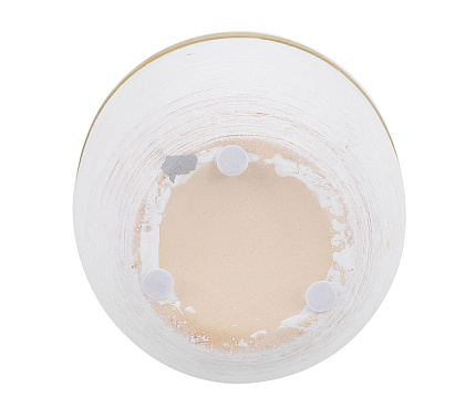 Ваза керамическая с металлической окантовкой, цвет бело-золотой, 11*18,5 см