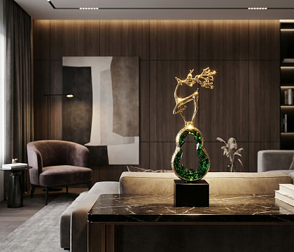 Статуэтка декоративная "Олень", цвет зеленый, 11*8*32 см