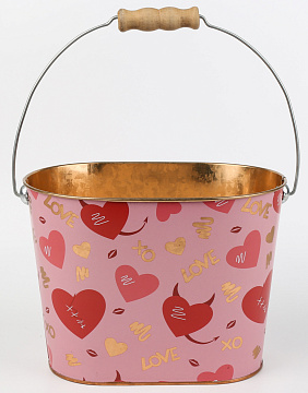 Декоративное овальное кашпо-ведерко "Тайны сердец" 20X13XH14.2/26.5CM
B16.3X8.3 см, металл