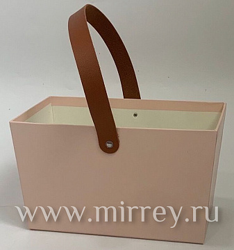 Коробка с кожаной ручкой 23x14,5x13 см, св.розовый