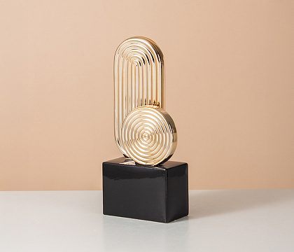 Керамическая декоративная ваза, цвет черно-золотой, 14*8*33,5 см