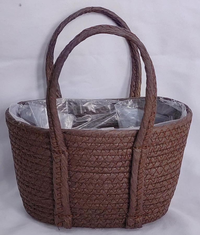 Корзина плетеная из эколозы 22x12xH13XHH25XB18X9, 1 шт., коричневый