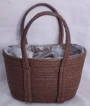 Корзина плетеная из эколозы 22x12xH13XHH25XB18X9, 1 шт., коричневый