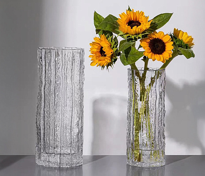 Ваза стеклянная 10*10*30 см, 1 шт., прозрачный*