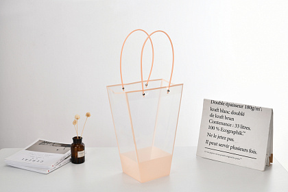 Пакет прозрачный, трапеция средний, 13х13х26х35 см, 10 шт/упак, розовый