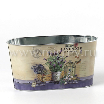 Декоративное овальное кашпо "Прованс" 22.5X11.5XH12 см. металл