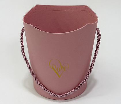 Коробка под цветы, с ручкой, 13,8x10,8x15 см, нежно-розовый