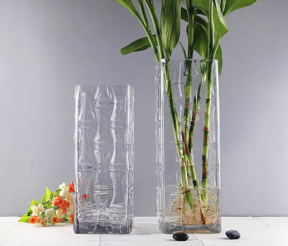Ваза стеклянная D12 * H30 см, 1 шт., прозрачн.