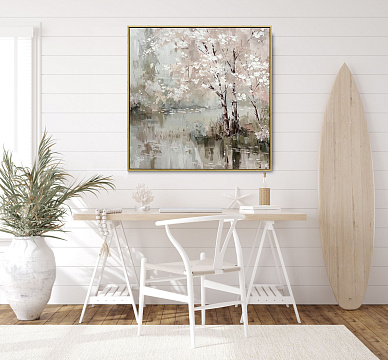 Картина "Пейзаж", 30% ручная работа, рама пластиковая, 80*80*3,5