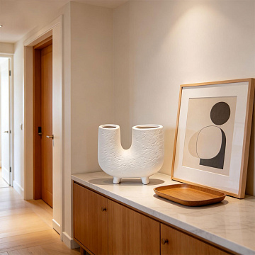 Ваза керамическая, цвет белый, 21*9,5*18 см