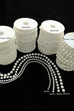 Жемчужная нить на катушке, 10 мм * 10 м, белый