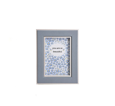 Фоторамка декоративная из МДФ с кожаной отделкой, цвет пепельно-синий, со стеклом, 10x15 см