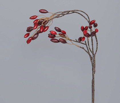Ветка декоративная с красными ягодами, 60 см,1 шт.
