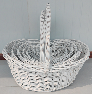 Набор корзин плетеных (ива):77x62 H27/35 B60x50, 67x53 H22/31 B52x42, 56x46 H22/26 B45x36, 49x36 H18/24 B38x29, 39x30 H15/20 B31x23, 5 шт., белый