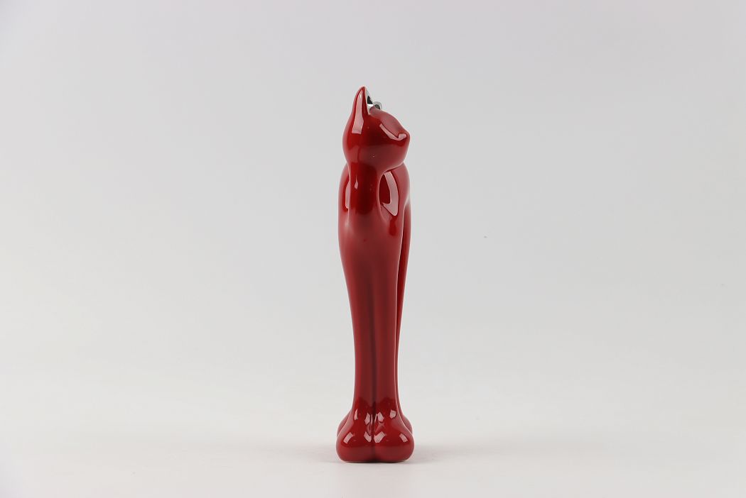 Статуэтка декоративная "Кот", керамика, цвет красный/серебро, 15*6*27,5 см