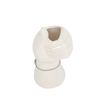 Ваза декоративная керамическая, цвет белый, 6,5*19 см