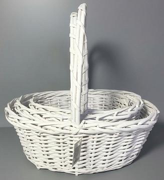 Н-р корзин плетеных (ива): 35X29X16 H40, 30X23X14 H35, 25X19X12 H30, 3 шт., белый