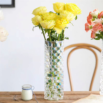 Ваза стеклянная D10 * H30,  1 шт., перламутровый