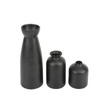 Набор декоративных керамических ваз 3 шт: 7,2*9,5/7,2*12,7/8,5*22,5 см., цвет черный