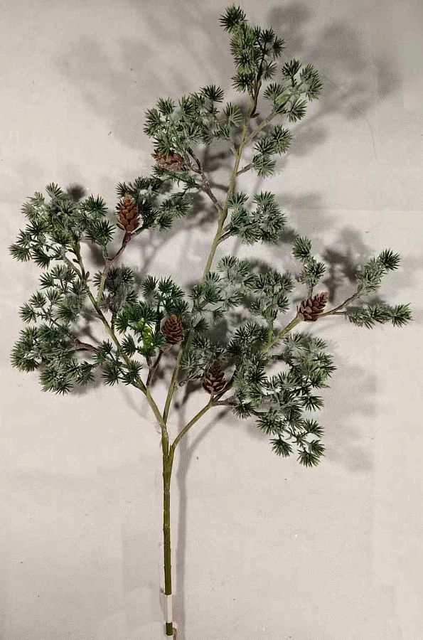 Ветка декоративная сосновая заснеженная с шишками, 70 см