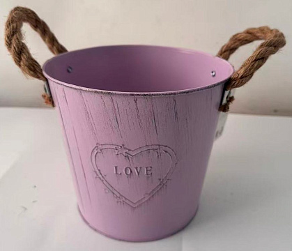 Кашпо металлическое 13*12*9,5 , 1 шт., св.розовый