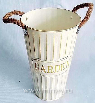 Вазон металлический 19*35*13,5, 1 шт., молочный