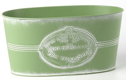 Декоративное овальное кашпо 29.5X15.5XH14.5CM
B:25X11.7CM, зеленый, металл