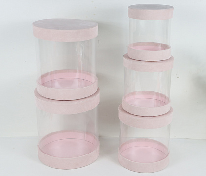 Набор подарочных коробок 19,5×21H, 18×19,5H, 16×17,5H,14×15,5H, 12×13,5H см, 5 шт., св.розовый