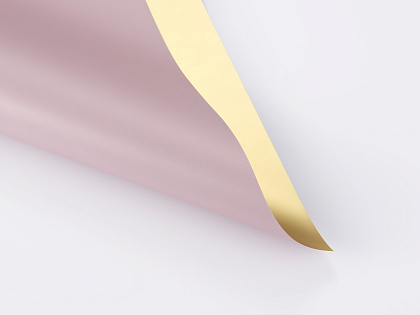 Упак. материал флористическая пленка с золотом, 70 мкр, 58 см х 10 м, розовый лотос