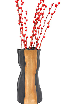 Ваза керамическая, цвет черно-золотой, 12*26,5 см