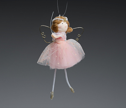 Новогоднее декоративное изделие подвеска "Фея", 14 см., розовый