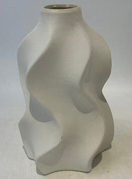 Ваза керамическая "Волны", цвет белый, 10,5*10,5*18 см.