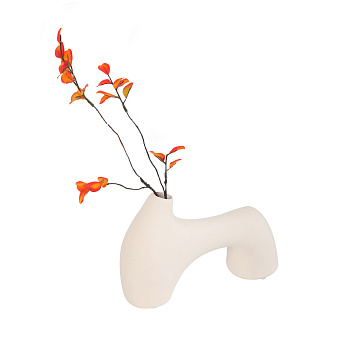 Ваза керамическая, цвет белый, 22,5*6,5*13,5 см