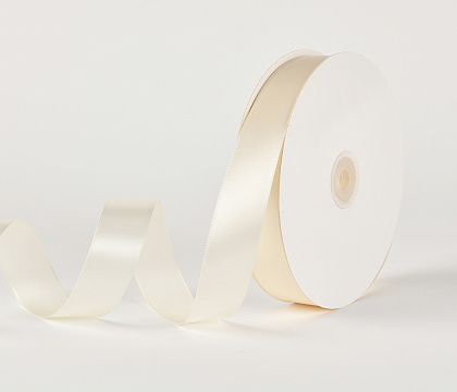 Лента атласная полиэстер 2.5 см*80 ярдов, молочный (5 шт./упак.)